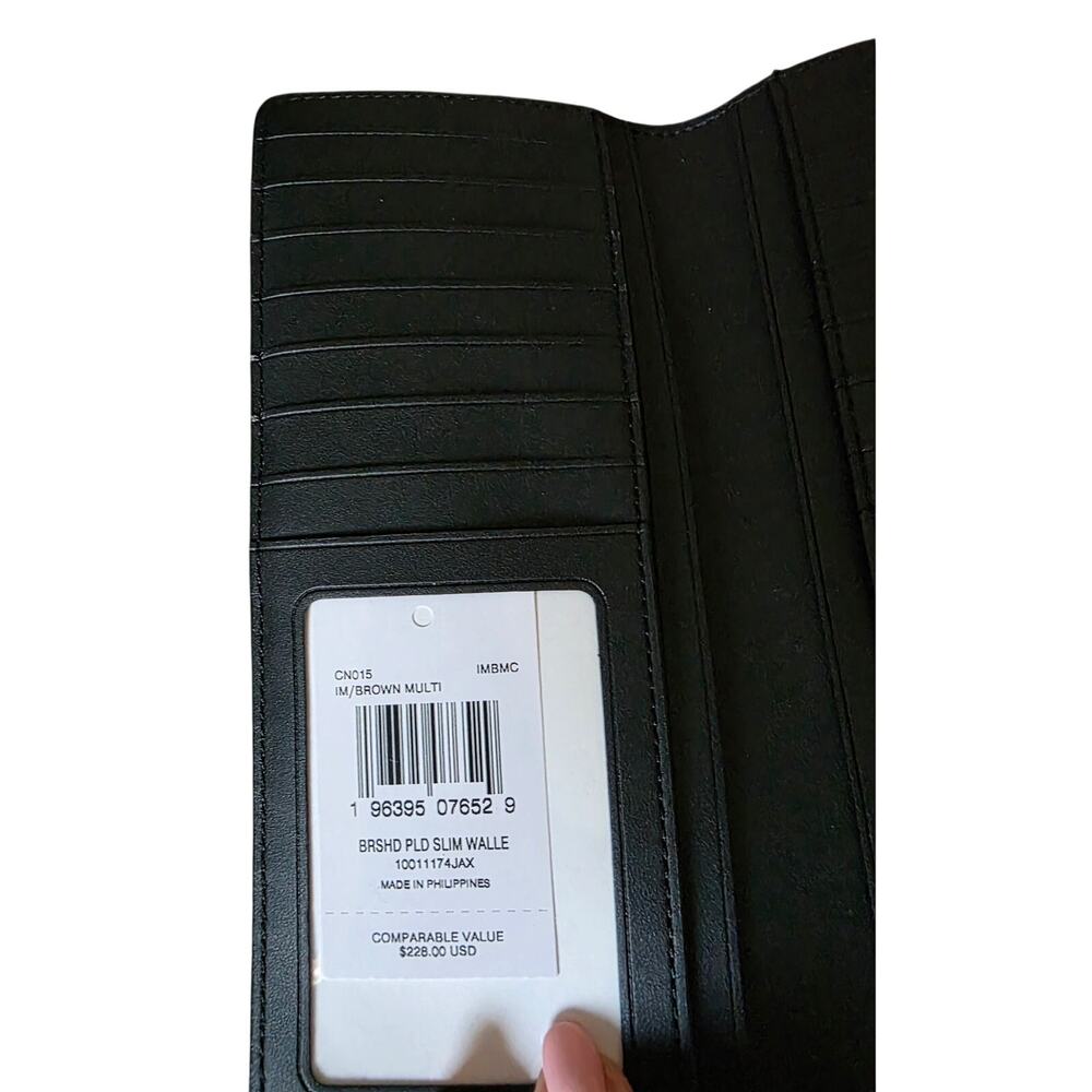 NWT Coach Slim Wallet with Brushed Plaid Print - Picture 3 of 15